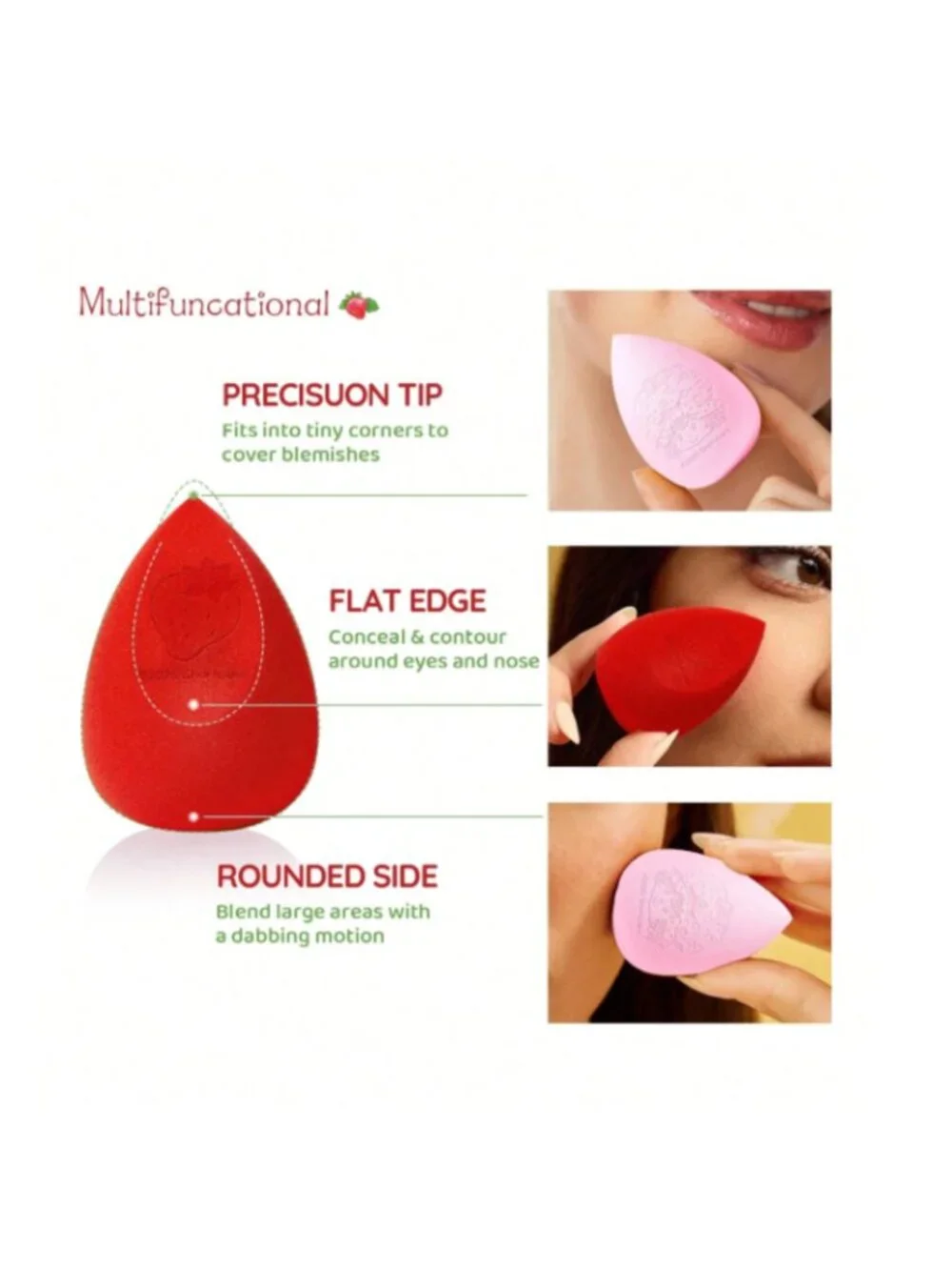 Strawberry Shortcake 5-Piece Makeup Sponge Set Cute Strawberry & Cake Beauty